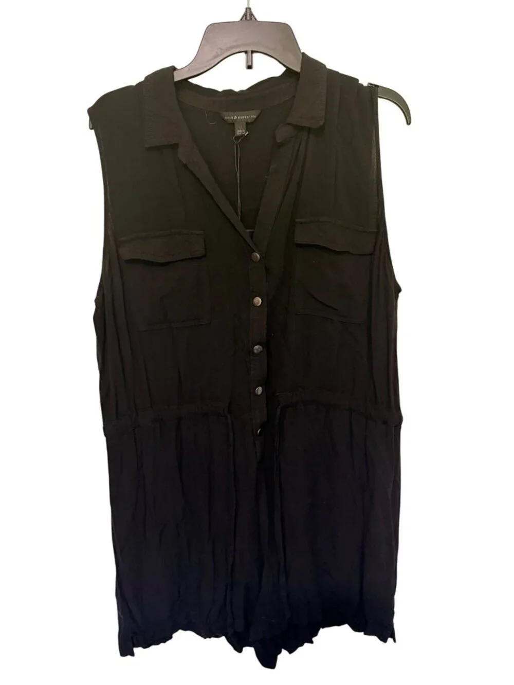 Rock & Republic Romper Tank Shorts Black Gauze NWT Womans XL